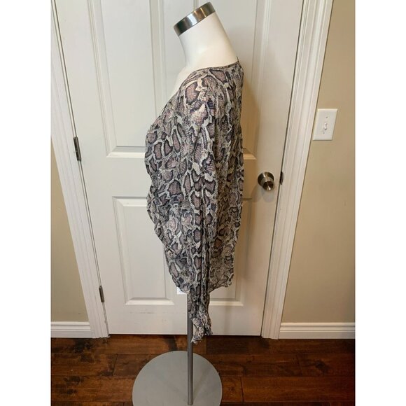 AllSaints Gray Pink Snakeskin Print Penny Misra Deep V Neck Top, Size Small - Picture 3 of 5